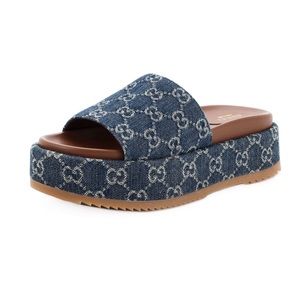 Gucci Angelina Denim platform slide